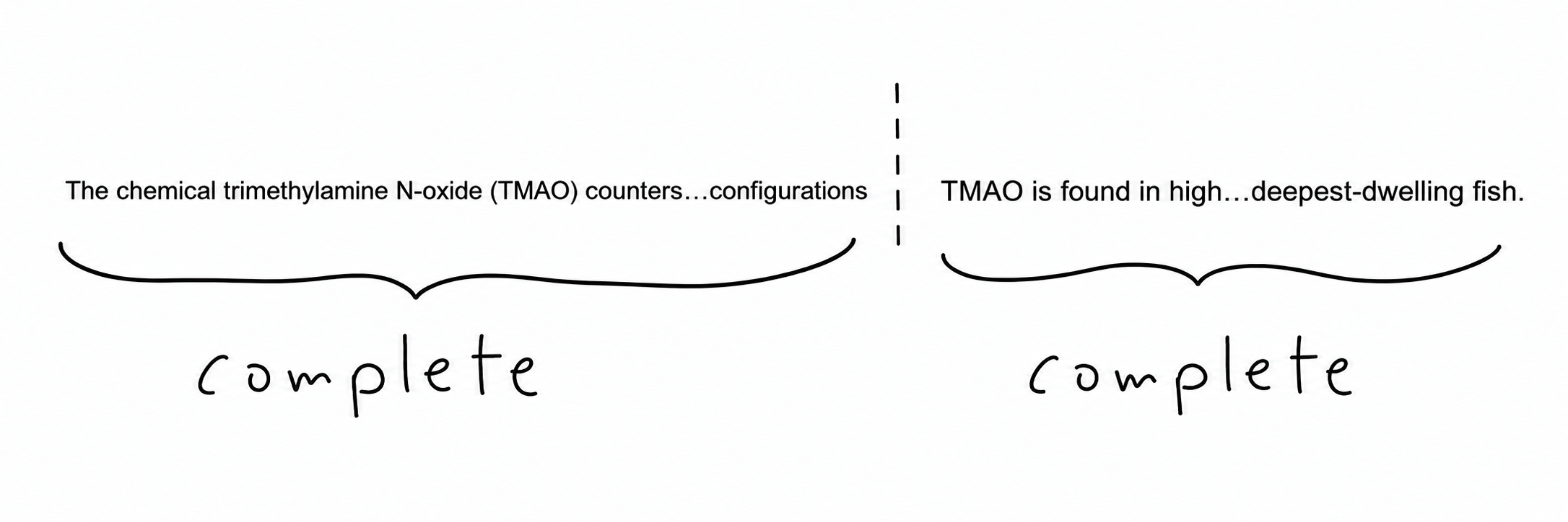 Diagram marking both halves of the TMAO sentence as complete, testing options between them.