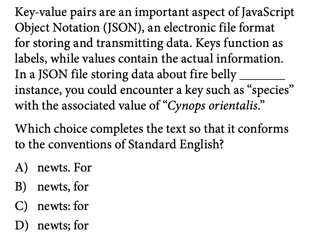 SAT-style question testing whether 'for instance' can be removed as an interjection.