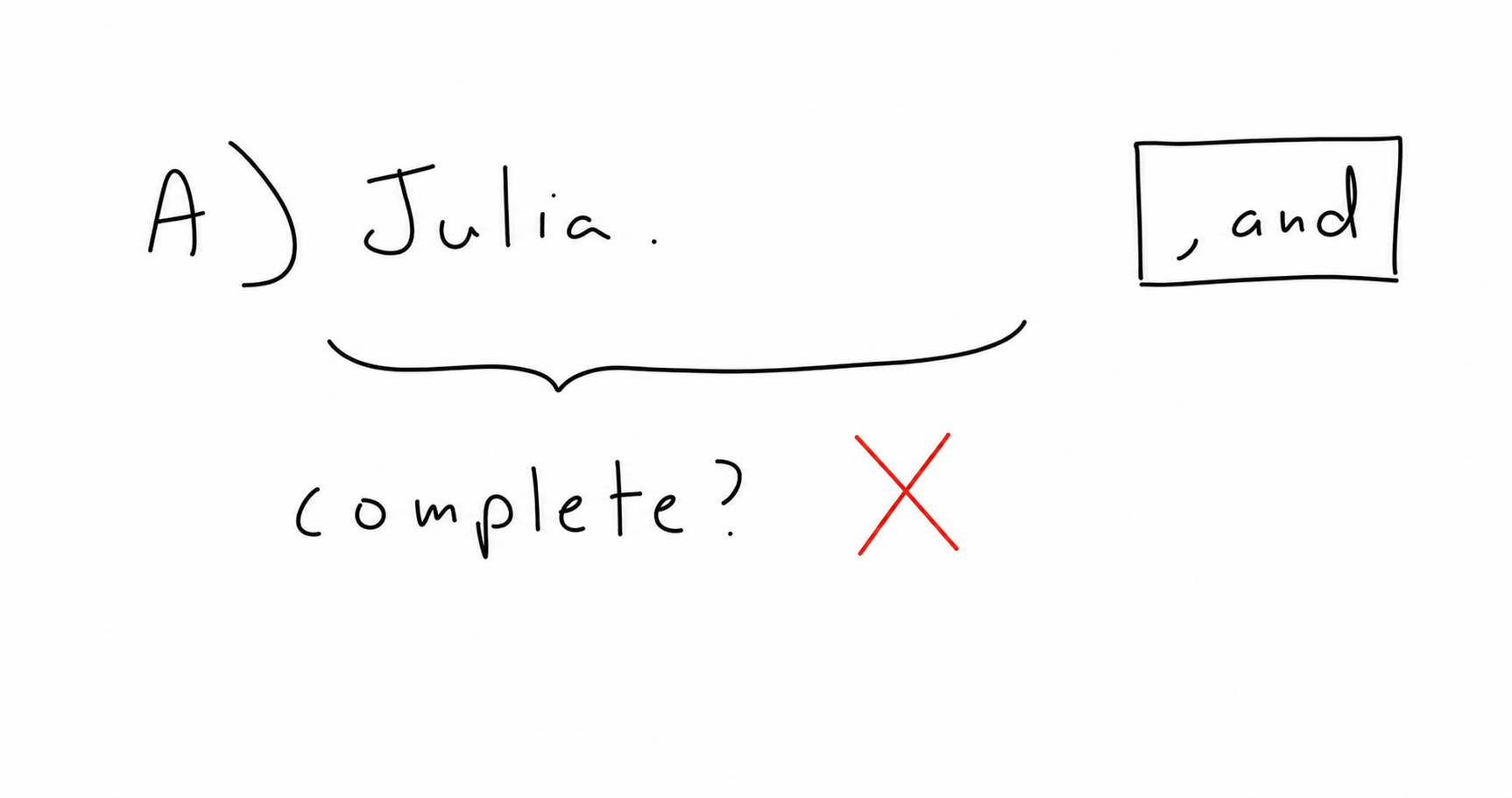 Answer choice A crossed out because the clause before 'and' is not complete.