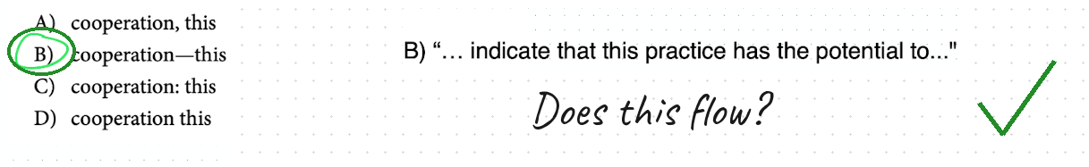 Confirmation that the interjection between dashes can be removed and the sentence still flows.