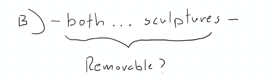 Diagram testing whether the phrase between dashes can be removed from the sentence.